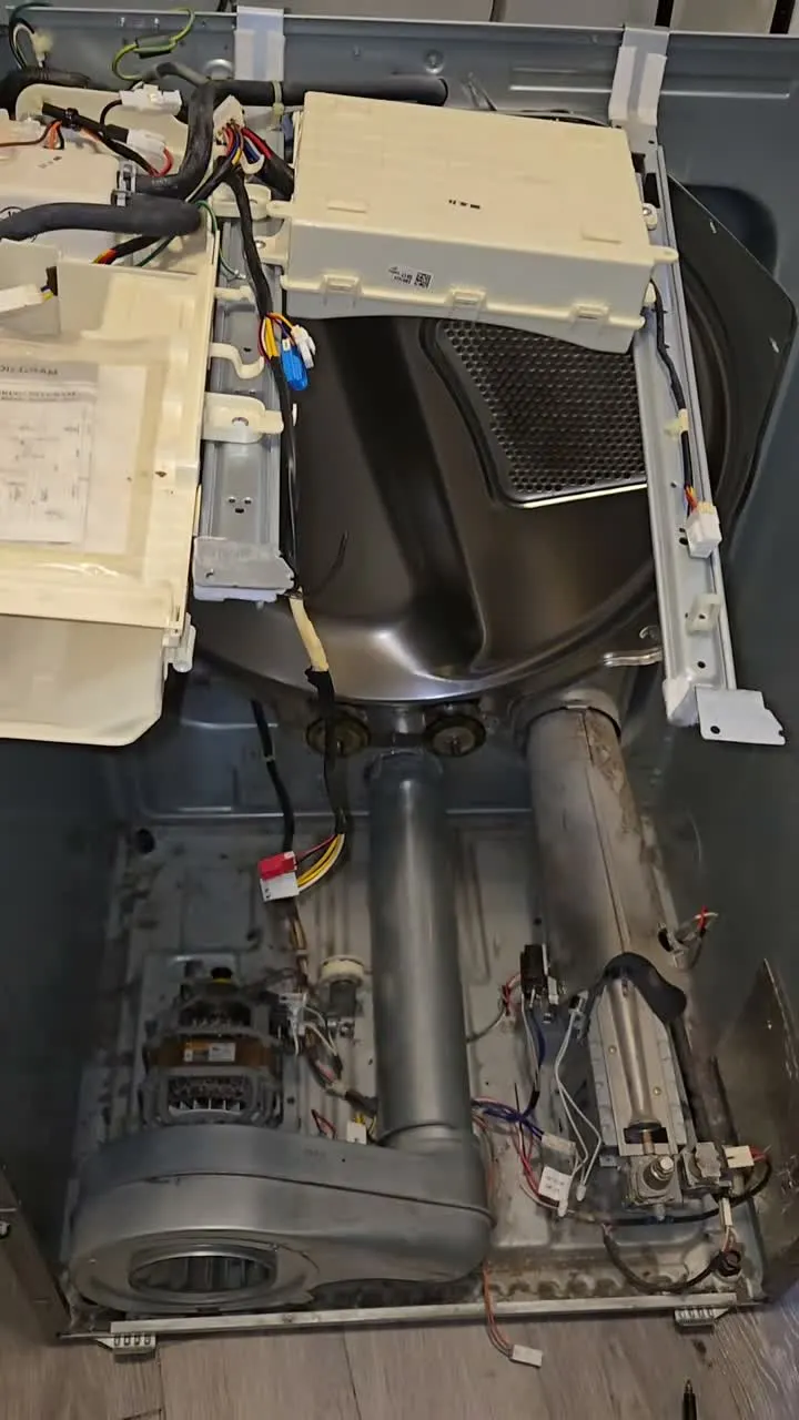 LG gas dryer disassembled for a no-heat diagnosis