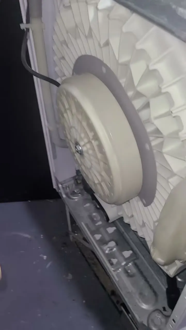 Drain pump inside a Whirlpool front-load washer